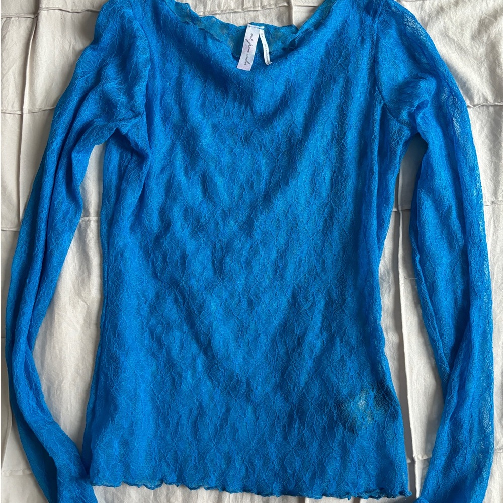 Urban Outfitters Lace sheer Bright blue top